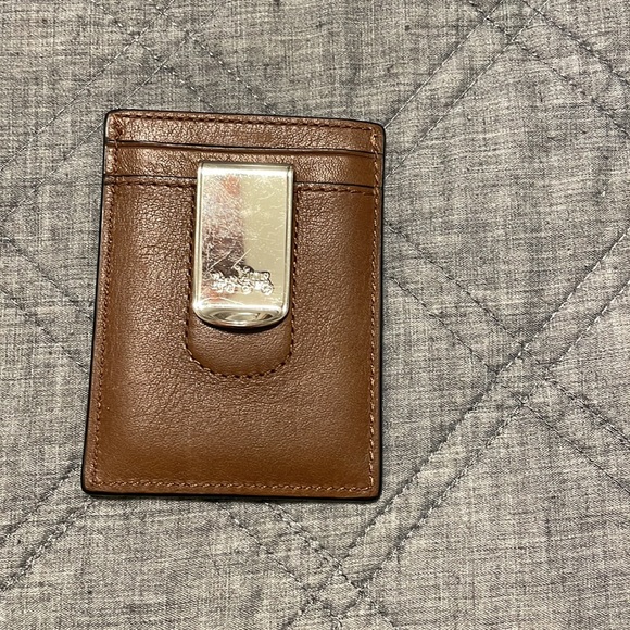 COACH BROWN LEATHER WALLET/ MONEY CLIP - Picture 2 of 3